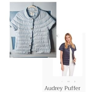 PATTY KIM Women's Light Blue Short Sleeve Audrey Puffer Jacket